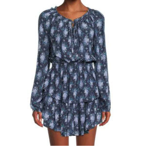 $475 LoveShackFancy Popover Floral Print Mini Blouson Dress-M